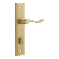 Iver Stirling Lever Handle on Stepped Backplate Privacy Brushed Brass 15426P85