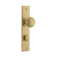 Iver Cambridge Door Knob on Chamfered Backplate Privacy Brushed Brass 15446P85