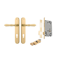 Restocking Soon: ETA Mid September - Iver Sarlat Door Lever Handle on Oval Backplate Entrance Kit Key/Thumb Brushed Gold PVD 16224KENTR60KT