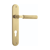 Iver Brunswick Door Lever Handle on Oval Backplate Euro Brushed Gold PVD 16268E85