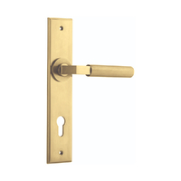 Iver Brunswick Door Lever Handle on Chamfered Backplate Euro Brushed Gold PVD 16296E85