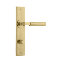 Iver Brunswick Door Lever Handle on Chamfered Backplate Privacy Brushed Gold PVD 16296P85