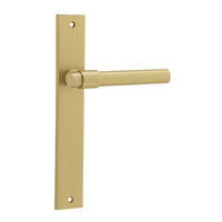 Iver Helsinki Door Lever Handle on Rectangular Backplate Passage Brushed Gold PVD 16396