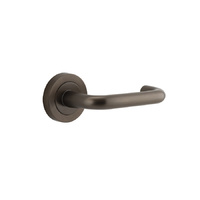 Iver Oslo Door Lever Handle on Round Rose Signature Brass 57mm x 52mm 20351