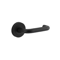 Iver Oslo Door Lever Handle on Round Rose Matt Black 57mm x 52mm 20353