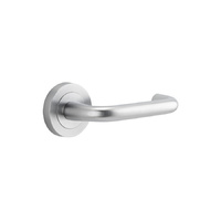 Iver Oslo Door Lever Handle on Round Rose Brushed Chrome 57mm x 52mm 20355