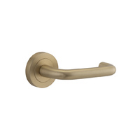 Iver Oslo Door Lever Handle on Round Rose Brushed Brass 57mm x 52mm 20356