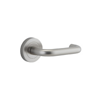 Iver Oslo Door Lever Handle on Round Rose Satin Nickel 57mm x 52mm 20359