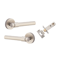 Restocking Soon: ETA End November - Iver Helsinki Door Lever Handle on Round Rose Passage Kit Satin Nickel 20629KPASS60