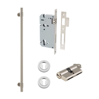 Iver Helsinki Door Pull Handle Entrance Kit Key/Key 600mm Satin Nickel 20721KENTR60KK