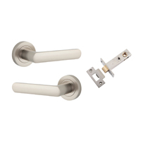 Restocking Soon: ETA Mid November - Iver Osaka Door Lever Handle on Round Rose Passage Kit Satin Nickel 20779KPASS60