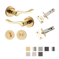 Iver Stirling Door Lever Handle on Round Rose Passage Kit - Available in Various Finishes