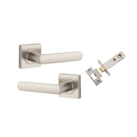 Restocking Soon: ETA Mid November - Iver Osaka Door Lever Handle on Square Rose Passage Kit Satin Nickel 20779KPASS60