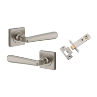 Iver Copenhagen Door Lever Handle on Square Rose Passage Kit Satin Nickel 21199KPASS60