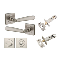 Iver Copenhagen Door Lever Handle on Square Rose Privacy Kit Satin Nickel 21199KPRIV60