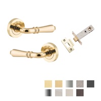 Iver Sarlat Door Lever Handle on Round Rose Passage Kit - Available in Various Finishes