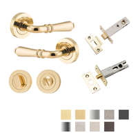 Iver Sarlat Door Lever Handle on Round Rose Privacy Kit - Available in Various Finishes