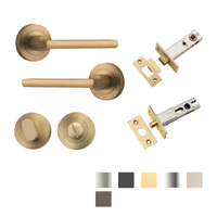 Iver Baltimore Door Lever Handle on Round Rose Privacy Kit - Available in Various Finishes