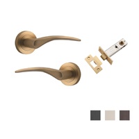 Iver Oxford Door Lever Handle on Round Rose Passage Kit - Available in Various Finishes