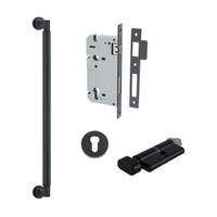 Restocking Soon: ETA End October - Iver Brunswick Door Pull Handle Entrance Kit Key/Thumb 450mm Matt Black 9433KENTR60KT