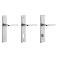 Iver Annecy Door Lever Handle on Chamfered Backplate Brushed Chrome