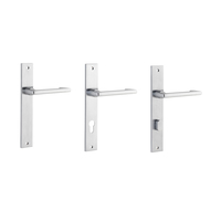 Iver Baltimore Return Door Lever Handle on Rectangular Backplate Brushed Chrome