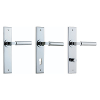 Iver Berlin Door Lever Handle on Chamfered Rectangular Backplate Polished Chrome