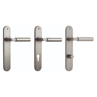 Iver Berlin Door Lever Handle on Oval Backplate Satin Nickel