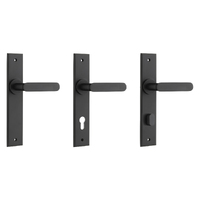 Iver Bronte Door Lever Handle on Chamfered Backplate Matt Black