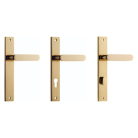 Iver Bronte Door Lever Handle on Rectangular Backplate Polished Brass