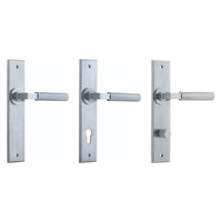 Iver Brunswick Door Lever Handle on Chamfered Backplate Brushed Chrome