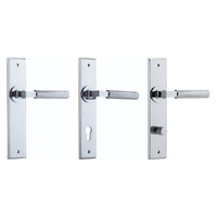 Iver Brunswick Door Lever Handle on Chamfered Backplate Polished Chrome