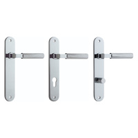 Iver Brunswick Door Lever Handle on Oval Backplate Polished Chrome