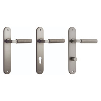 Iver Brunswick Door Lever Handle on Oval Backplate Satin Nickel