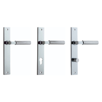 Iver Brunswick Door Lever Handle on Rectangular Backplate Polished Chrome