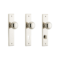 Iver Cambridge Door Knob on Chamfered Backplate Polished Nickel