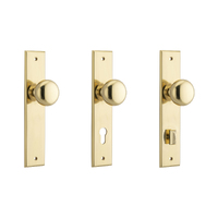 Iver Cambridge Door Knob on Chamfered Backplate Polished Brass