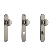 Iver Cambridge Door Knob on Oval Backplate Satin Nickel