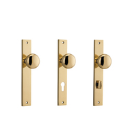 Iver Cambridge Door Knob on Rectangular Backplate Polished Brass