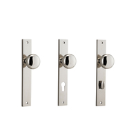 Iver Cambridge Door Knob on Rectangular Backplate Polished Nickel