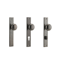 Iver Cambridge Door Knob on Rectangular Backplate Distressed Nickel