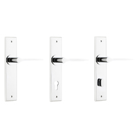 Iver Como Door Lever Handle on Chamfered Backplate Polished Chrome