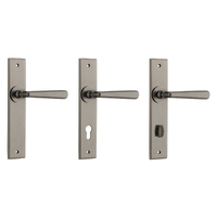 Iver Copenhagen Door Lever Handle on Chamfered Backplate Distressed Nickel