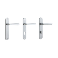 Iver Copenhagen Door Lever Handle on Oval Backplate Brushed Chrome