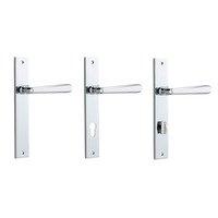 Iver Copenhagen Door Lever Handle on Rectangular Backplate Polished Chrome