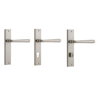 Iver Copenhagen Door Lever Handle on Rectangular Backplate Satin Nickel