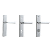 Iver Copenhagen Door Lever Handle on Stepped Backplate Brushed Chrome