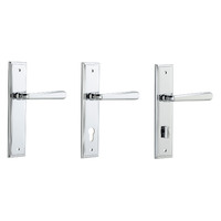 Iver Copenhagen Door Lever Handle on Stepped Backplate Polished Chrome