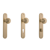 Iver Guildford Door Knob on Oval Backplate Brushed Brass