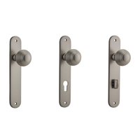 Iver Guildford Door Knob on Oval Backplate Satin Nickel